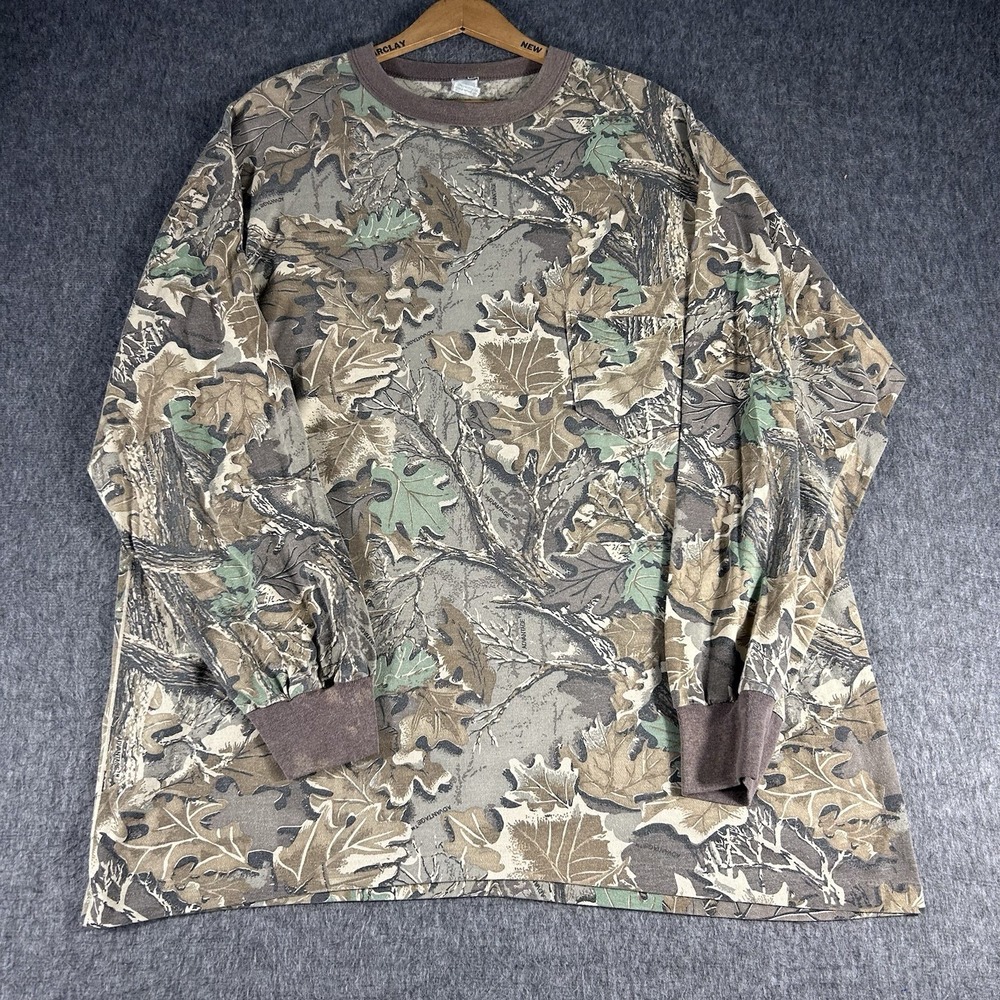 Vintage Advantage Camo Long Sleeve T-shirt Pocket Size XL? Made In USA Hunting